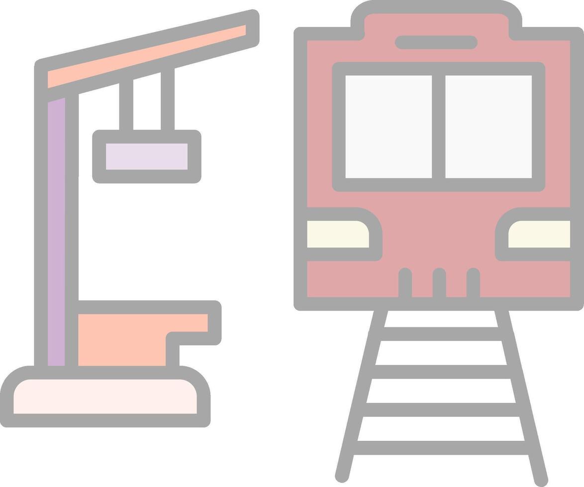 Train Station Line Filled Light Icon vector
