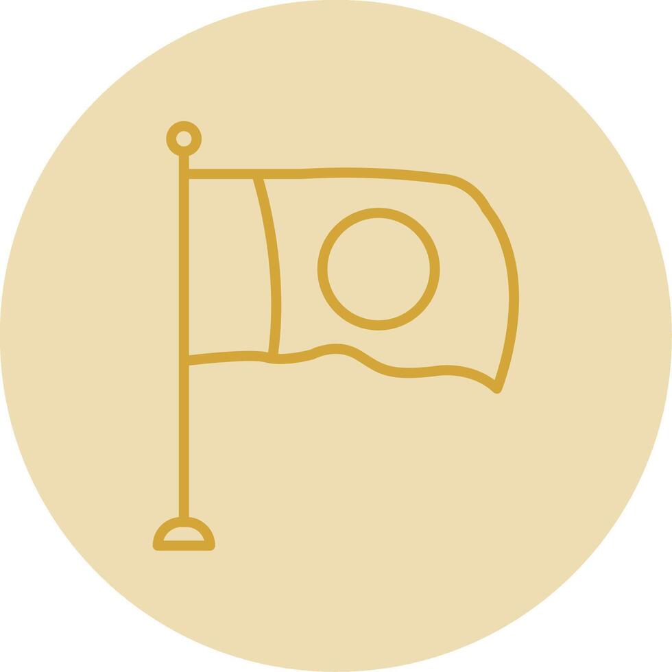 Flag Line Yellow Circle Icon vector