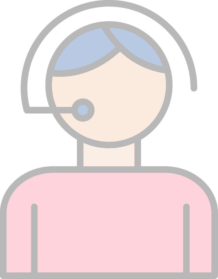 Call Center Agent Line Filled Light Icon vector