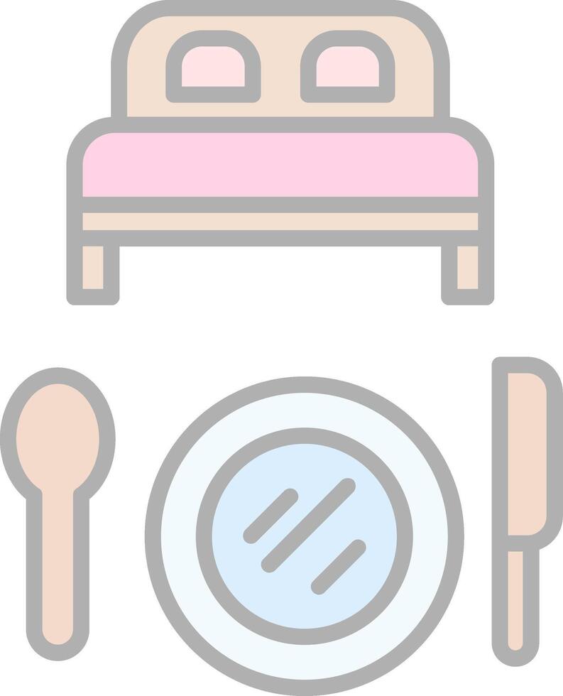 cama y desayuno línea lleno ligero icono vector
