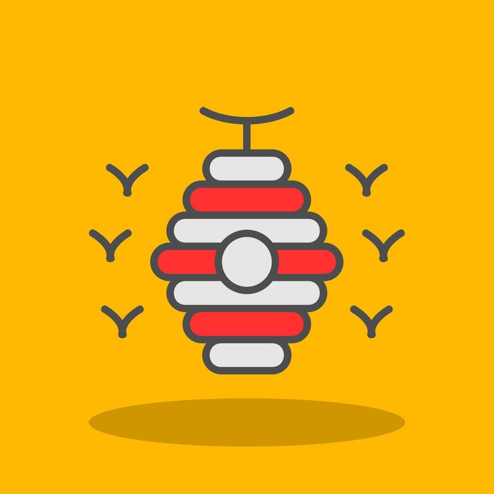 Bee Hive Filled Shadow Icon vector