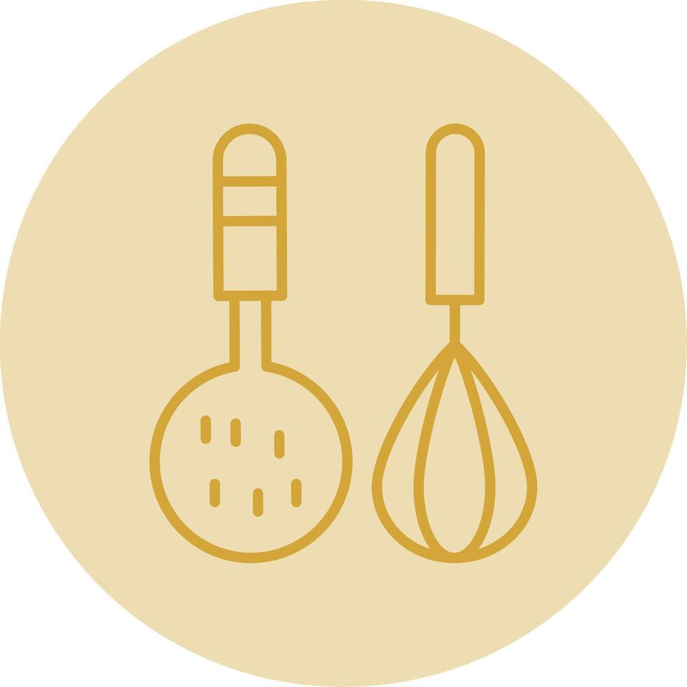 Kitchenware Line Yellow Circle Icon vector