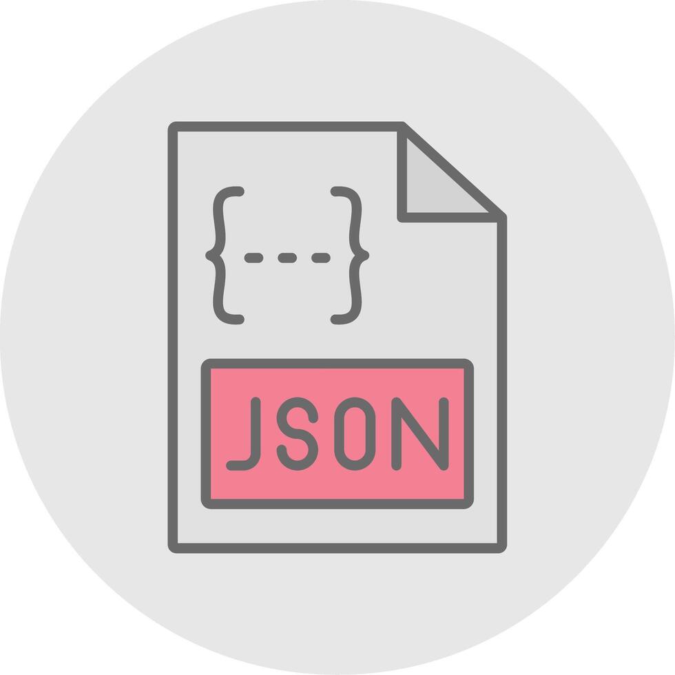 Json Line Filled Light Icon vector