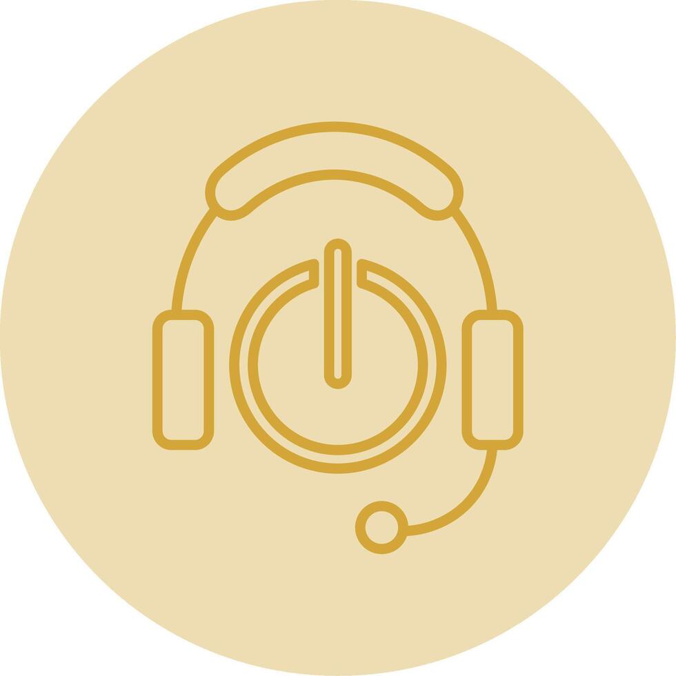 Headphones Line Yellow Circle Icon vector