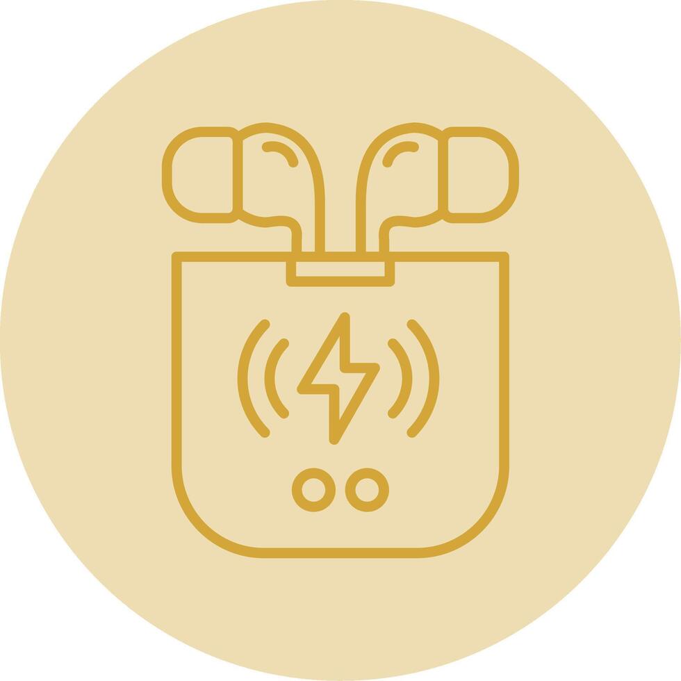 Earbuds Line Yellow Circle Icon vector