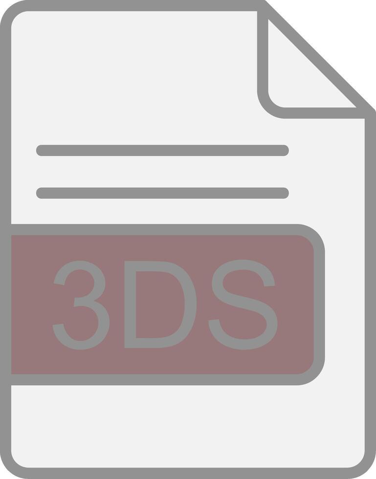 3DS File Format Line Filled Light Icon vector