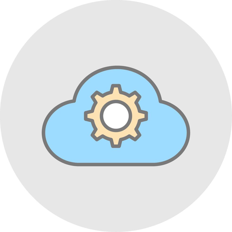 Cloud Settings Line Filled Light Icon vector