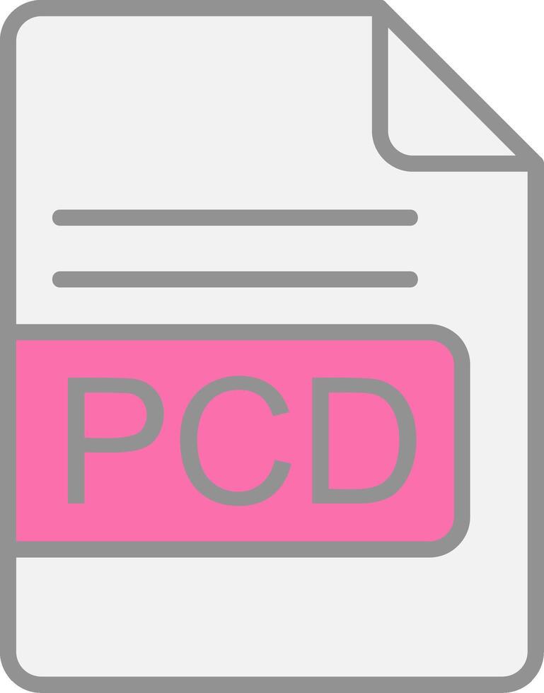 PCD File Format Line Filled Light Icon vector