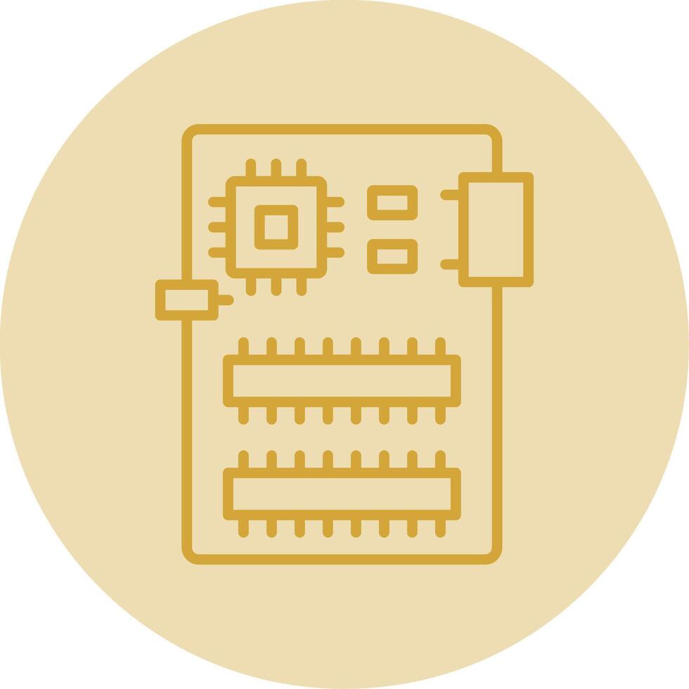 Circuit Board Line Yellow Circle Icon vector