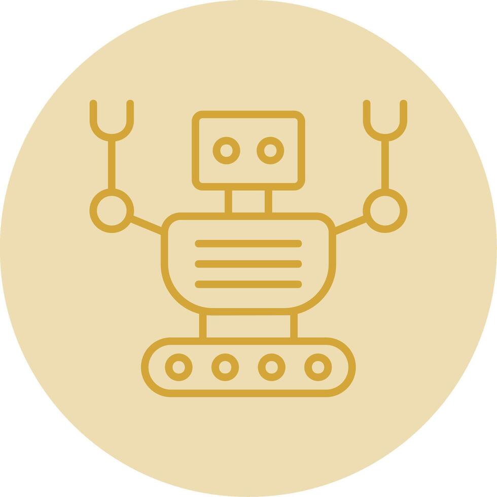 Robot Line Yellow Circle Icon vector