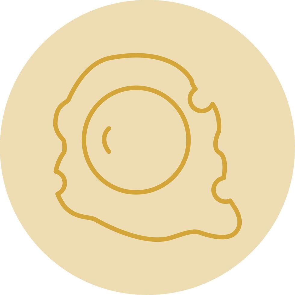 Fried Egg Line Yellow Circle Icon vector
