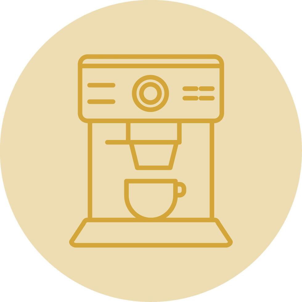 Coffee Machine Line Yellow Circle Icon vector