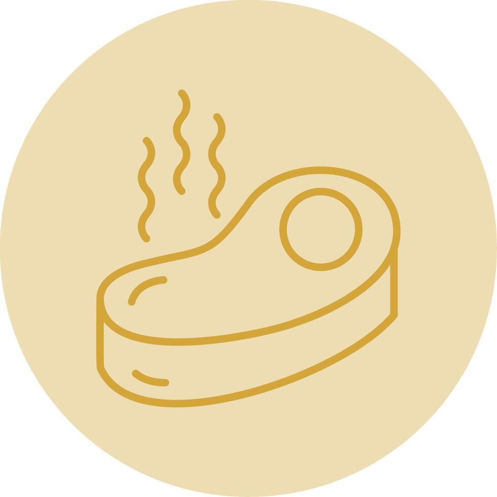 Steak Line Yellow Circle Icon vector