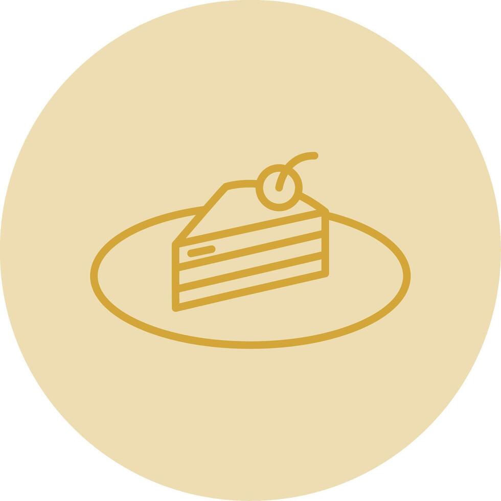 Piece Of Cake Line Yellow Circle Icon vector