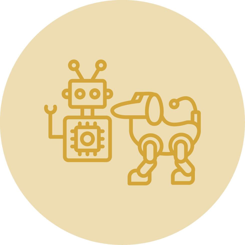 Robot Line Yellow Circle Icon vector