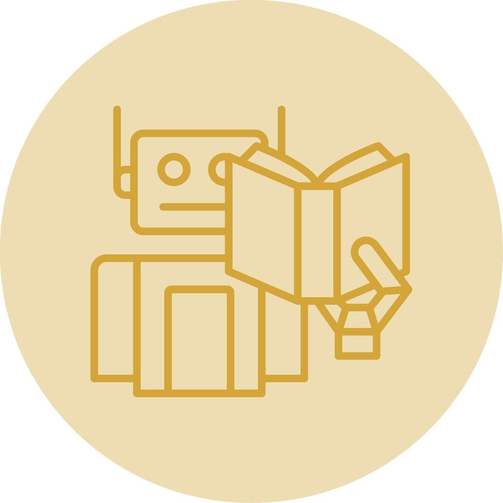 Robot Line Yellow Circle Icon vector