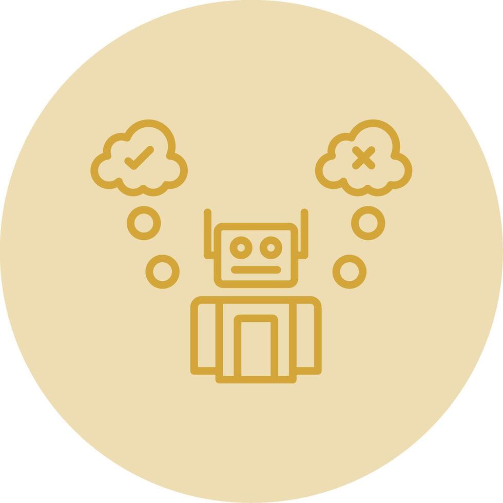 Robot Line Yellow Circle Icon vector