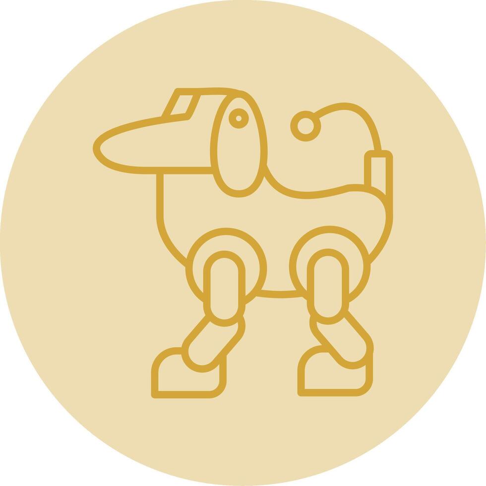 Robot Line Yellow Circle Icon vector