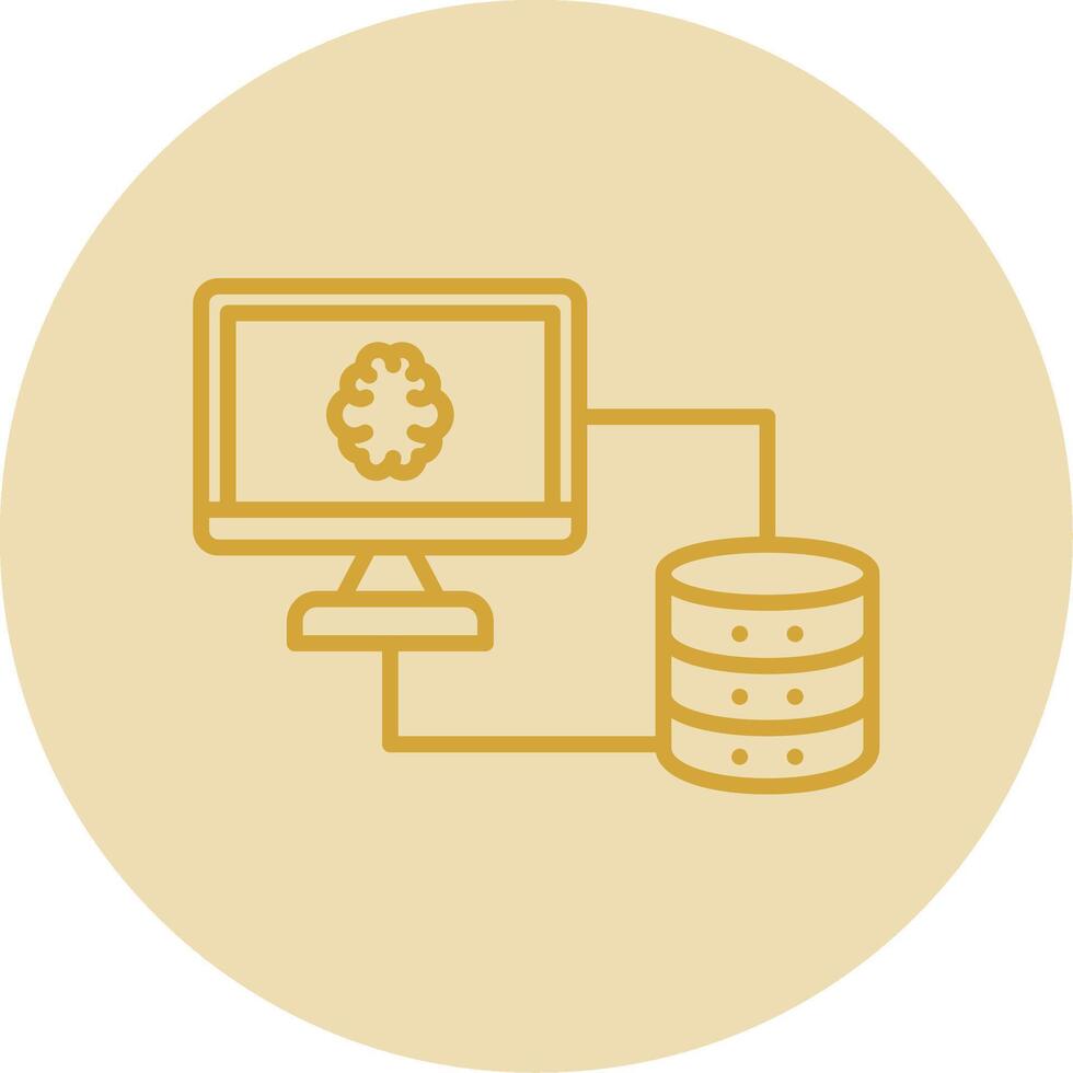 Database Line Yellow Circle Icon vector