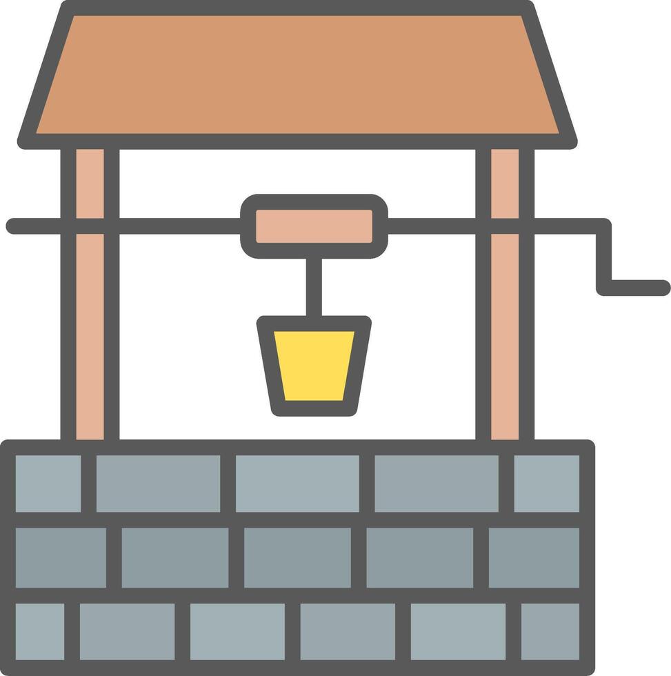 Water Well Line Filled Light Icon vector