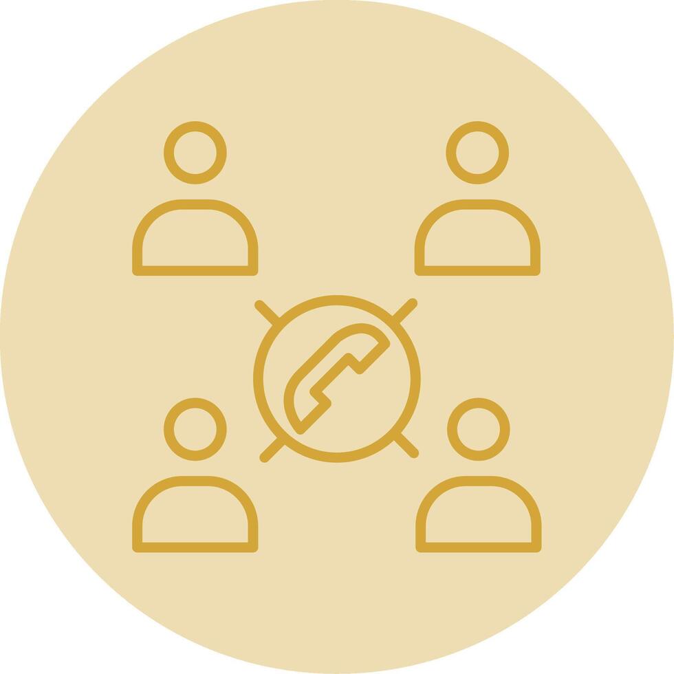 Conference Call Line Yellow Circle Icon vector