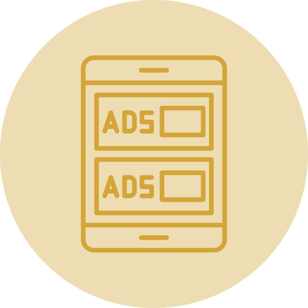 Ads Campaign Line Yellow Circle Icon vector
