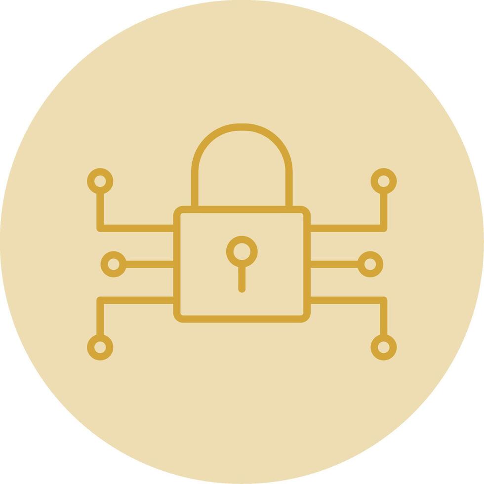 Encryption Line Yellow Circle Icon vector