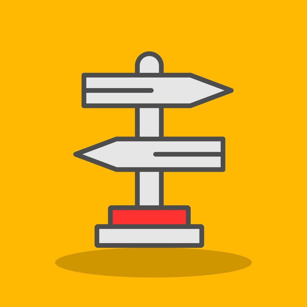 Signpost Filled Shadow Icon vector
