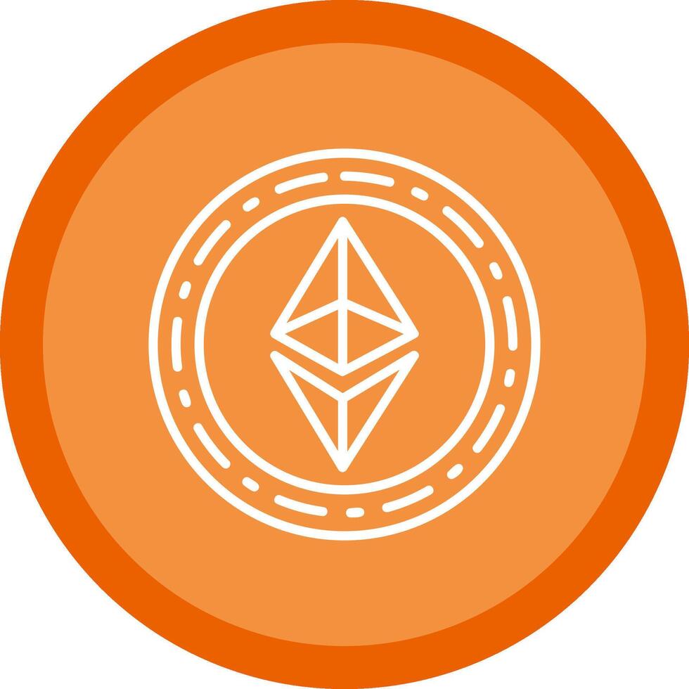 Ethereum Coin Line Multi Circle Icon vector