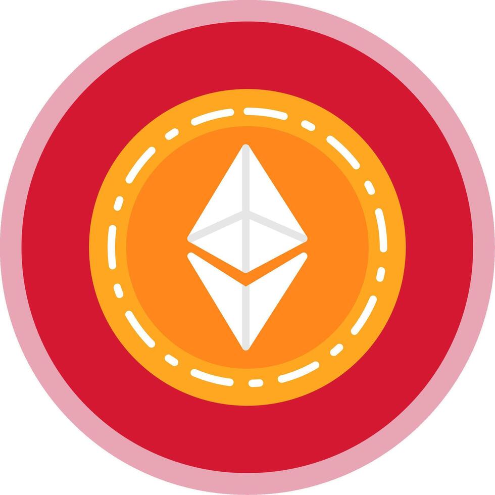Ethereum Coin Flat Multi Circle Icon vector