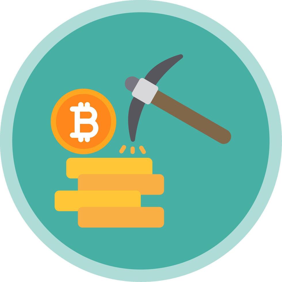 Bitcoin Mining Flat Multi Circle Icon vector