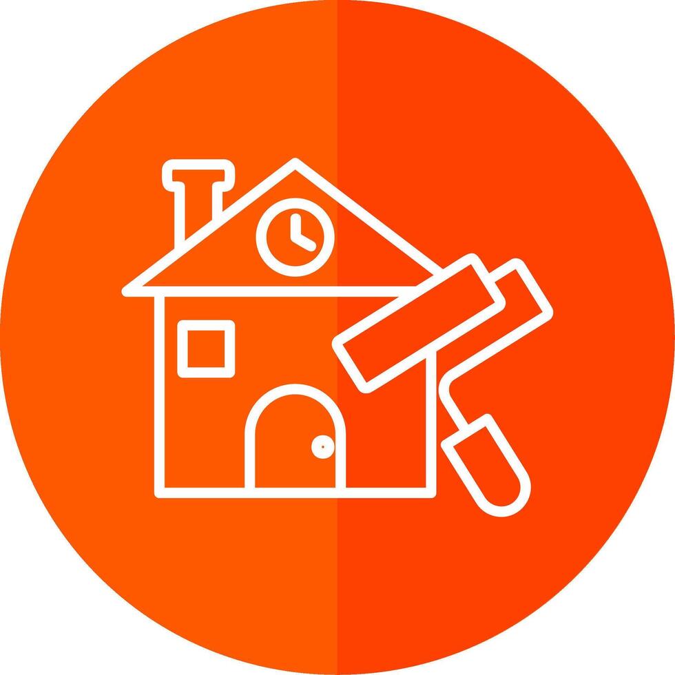 House Painting Line Yellow White Icon vector