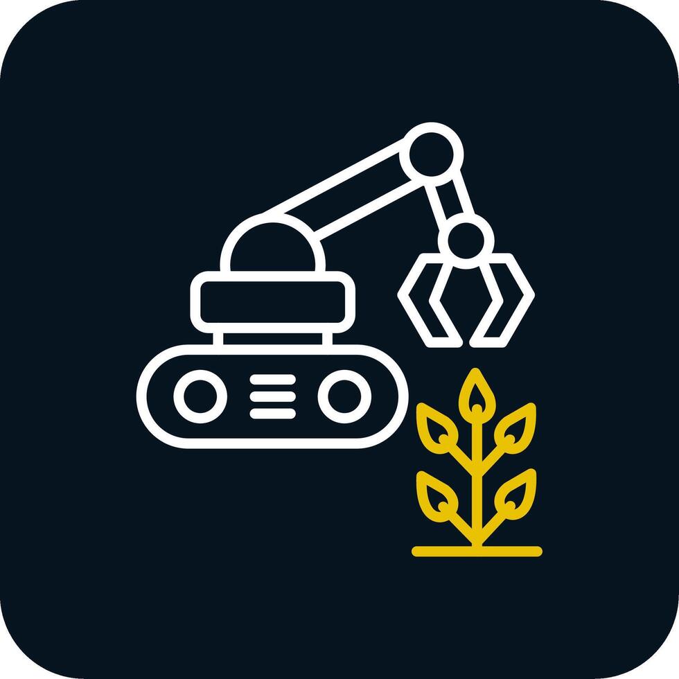 Agricultural Robot Line Red Circle Icon vector