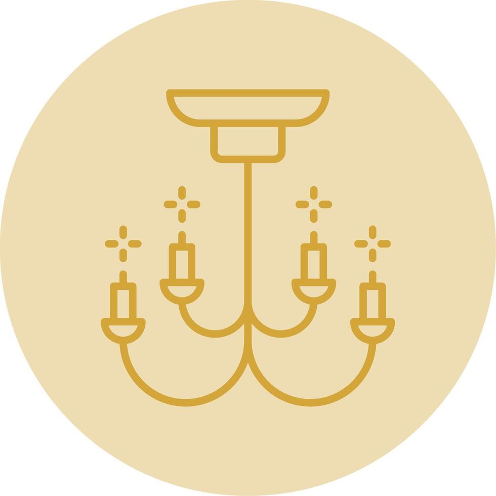 Chandelier Line Yellow Circle Icon vector