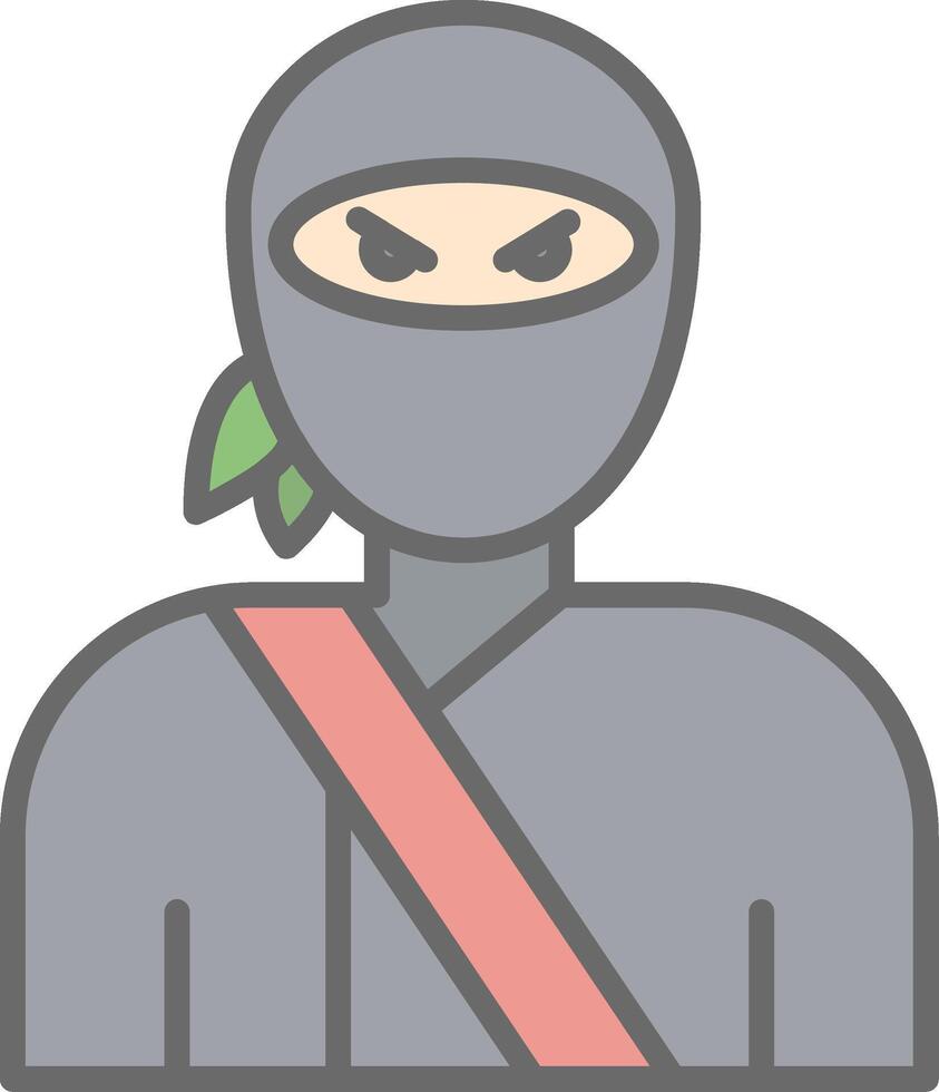 Ninja Line Filled Light Icon vector