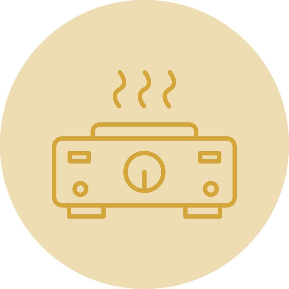 Hot Plate Line Yellow Circle Icon vector