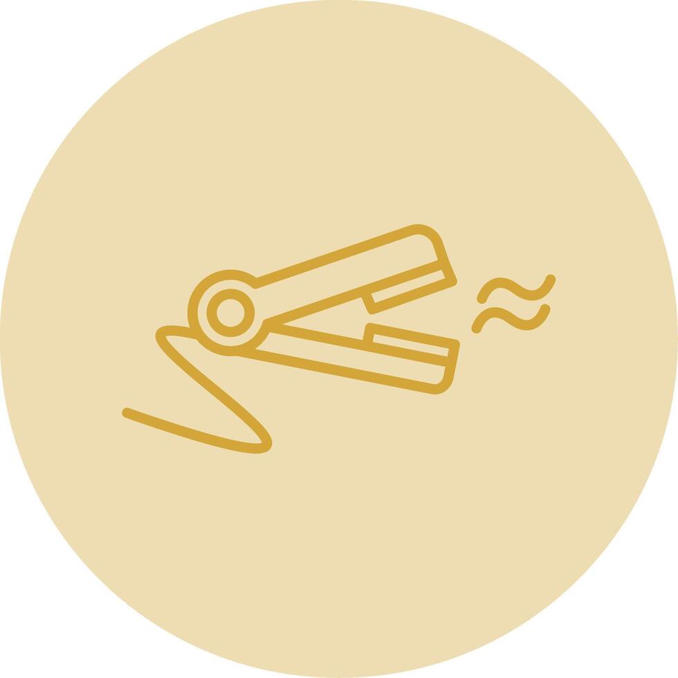 Hair Straightenr Line Yellow Circle Icon vector