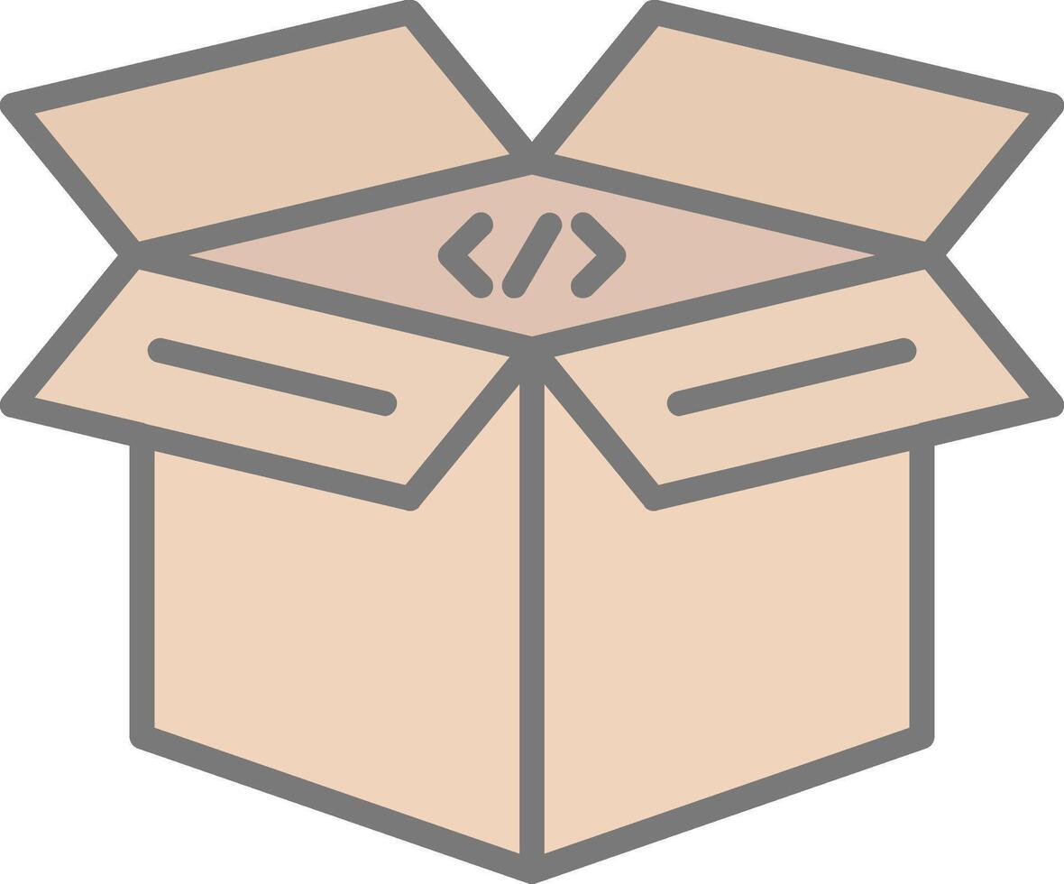 Open Box Line Filled Light Icon vector