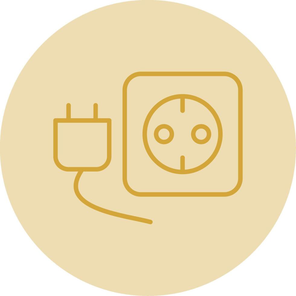 Plug And Socket Line Yellow Circle Icon vector