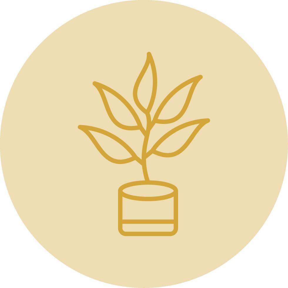 Thyme Line Yellow Circle Icon vector