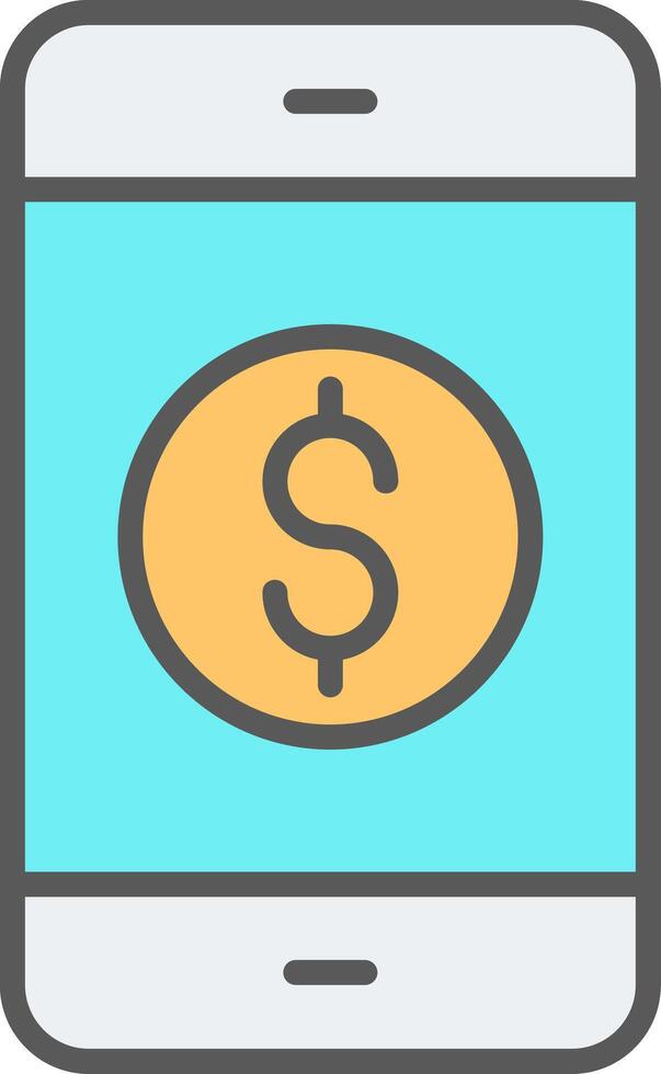 Mobile Banking Line Filled Light Icon vector