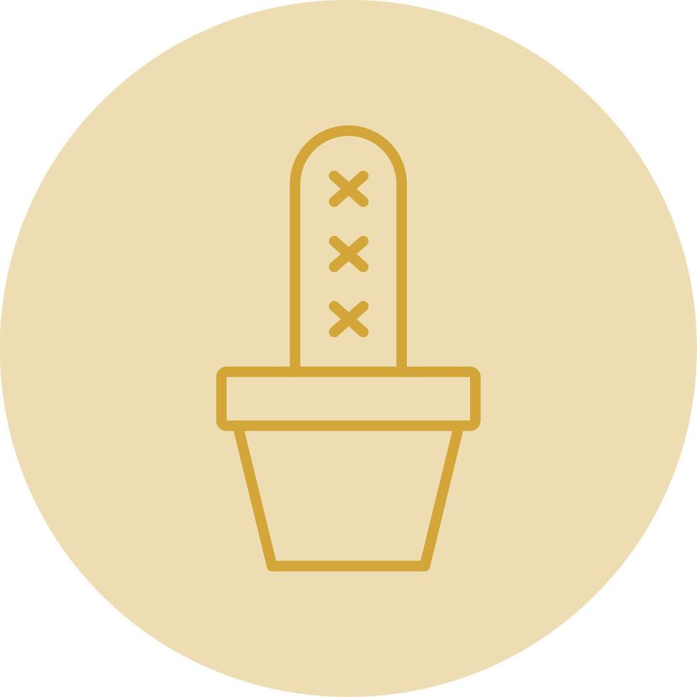 Cactus Line Yellow Circle Icon vector