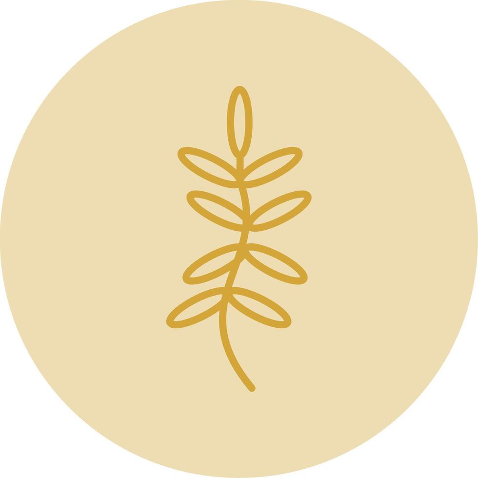 Fern Line Yellow Circle Icon vector