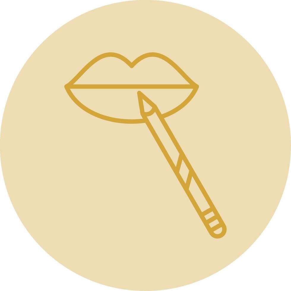 Lip Makeup Line Yellow Circle Icon vector