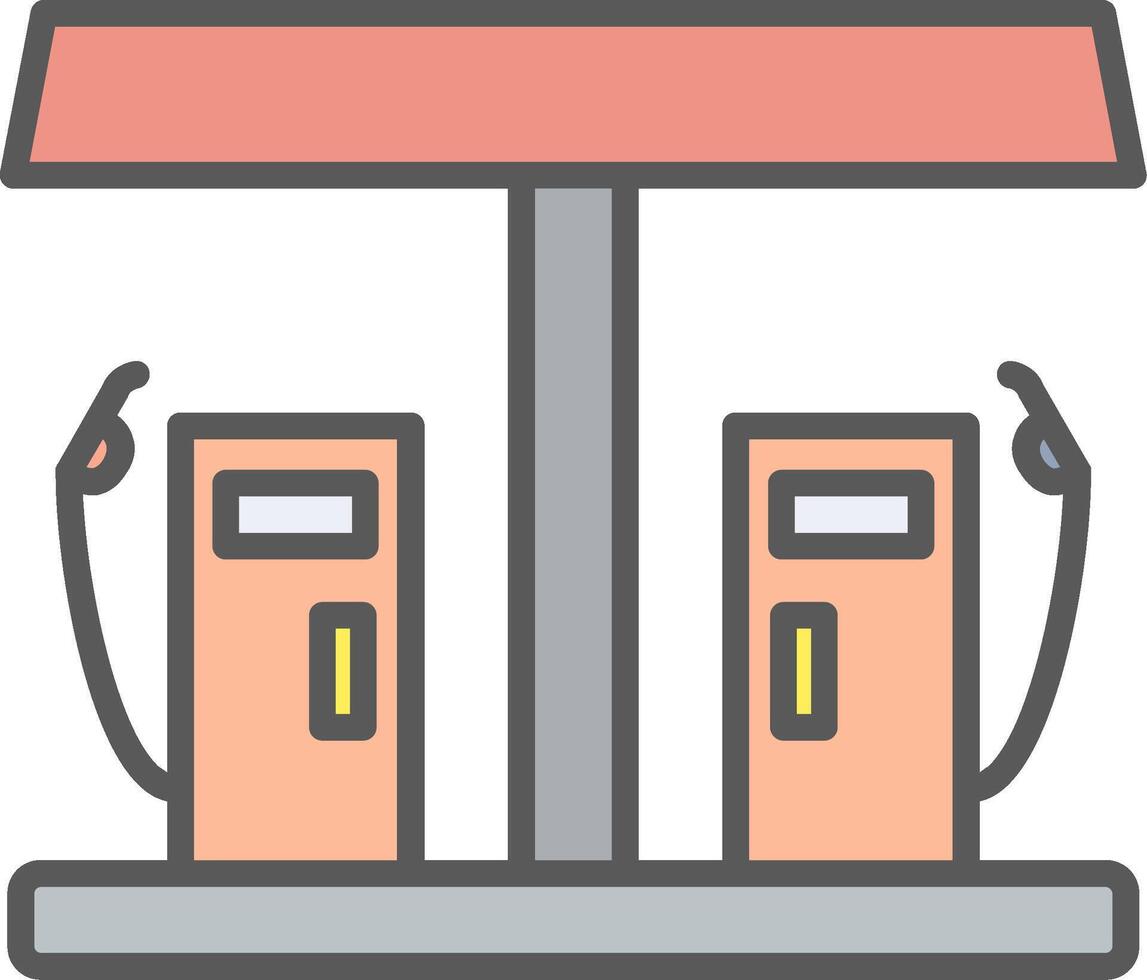 Gas Station Line Filled Light Icon vector