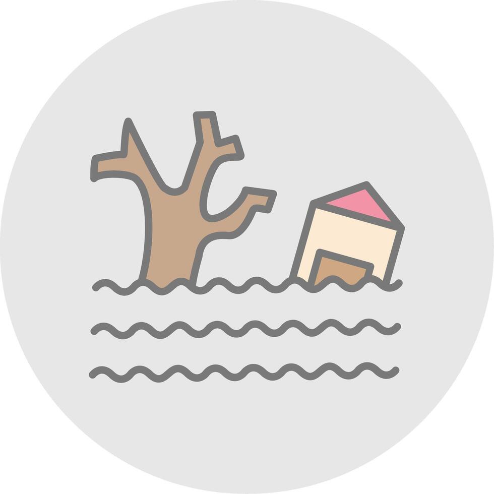 Flood Line Filled Light Icon vector