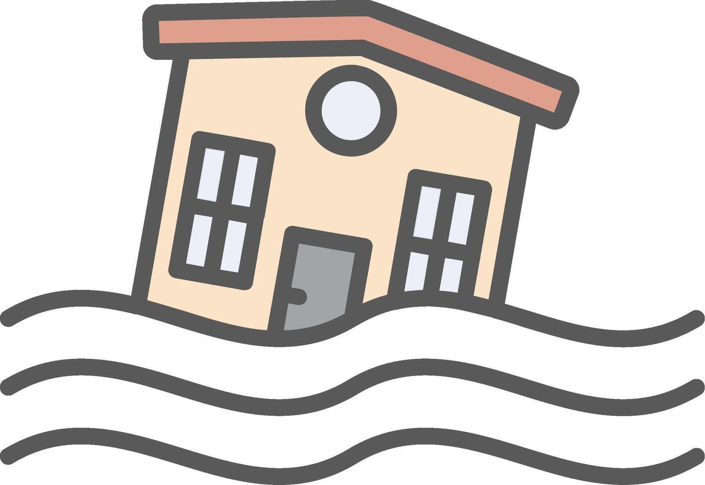 Flooded House Line Filled Light Icon vector