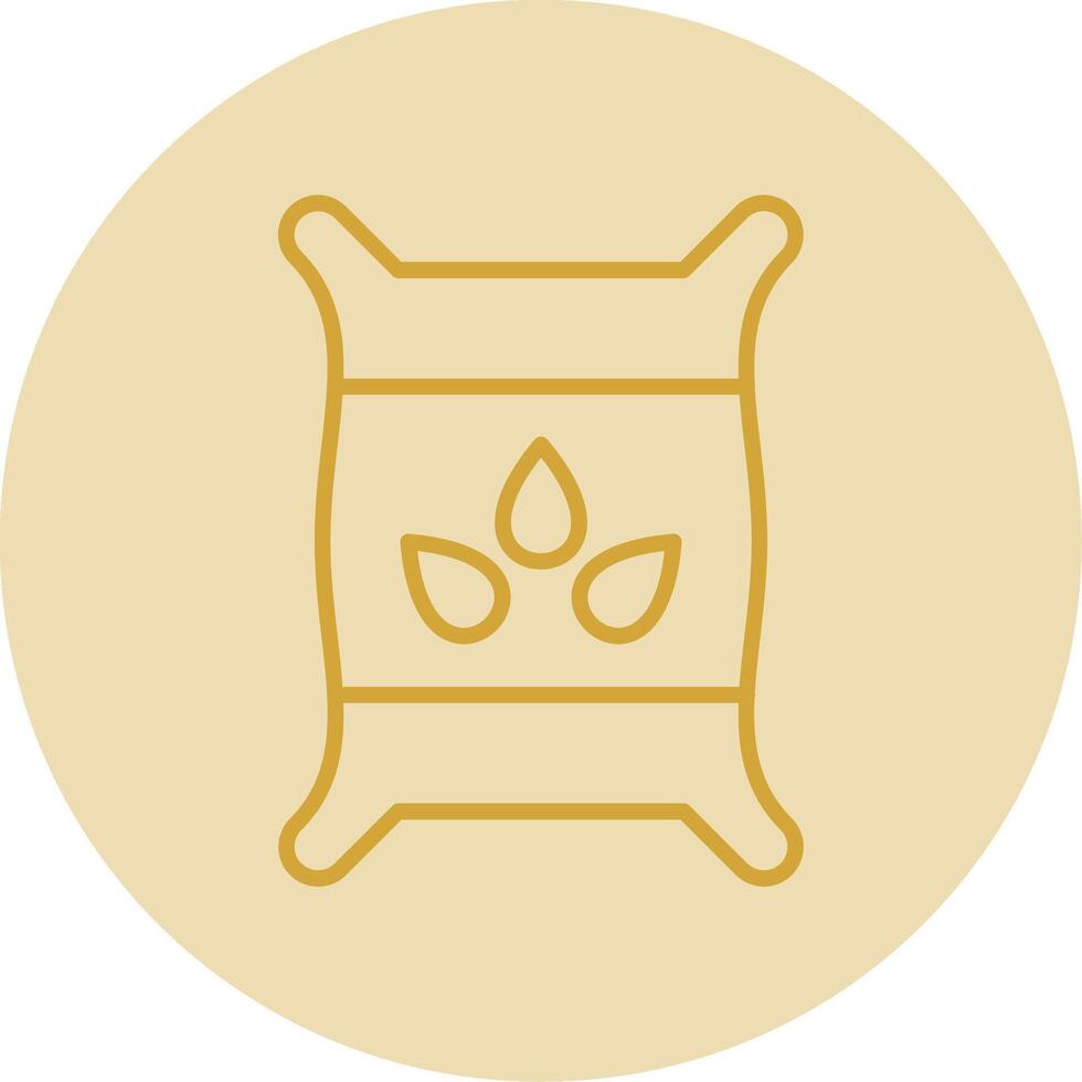 Seed Bag Line Yellow Circle Icon vector