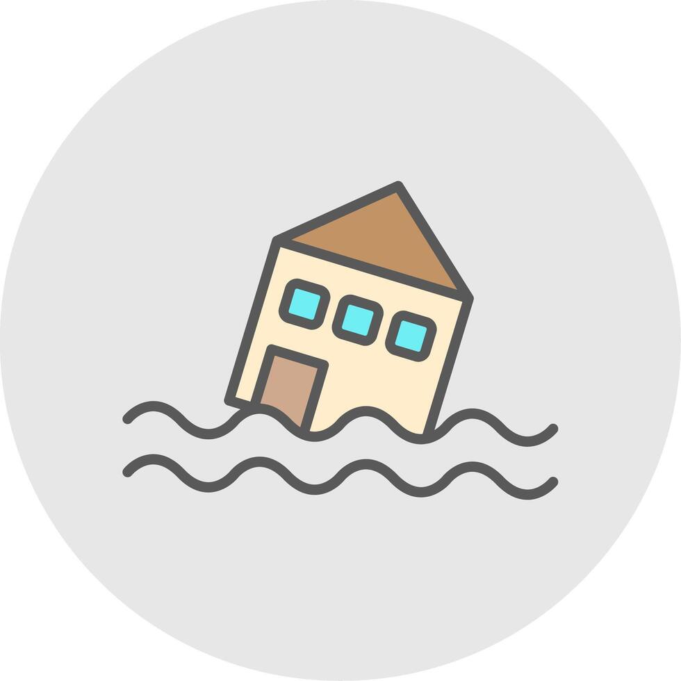 Flood Line Filled Light Icon vector