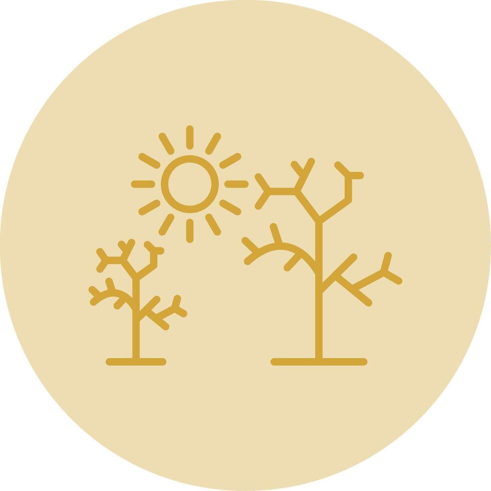 Dry Tree Line Yellow Circle Icon vector
